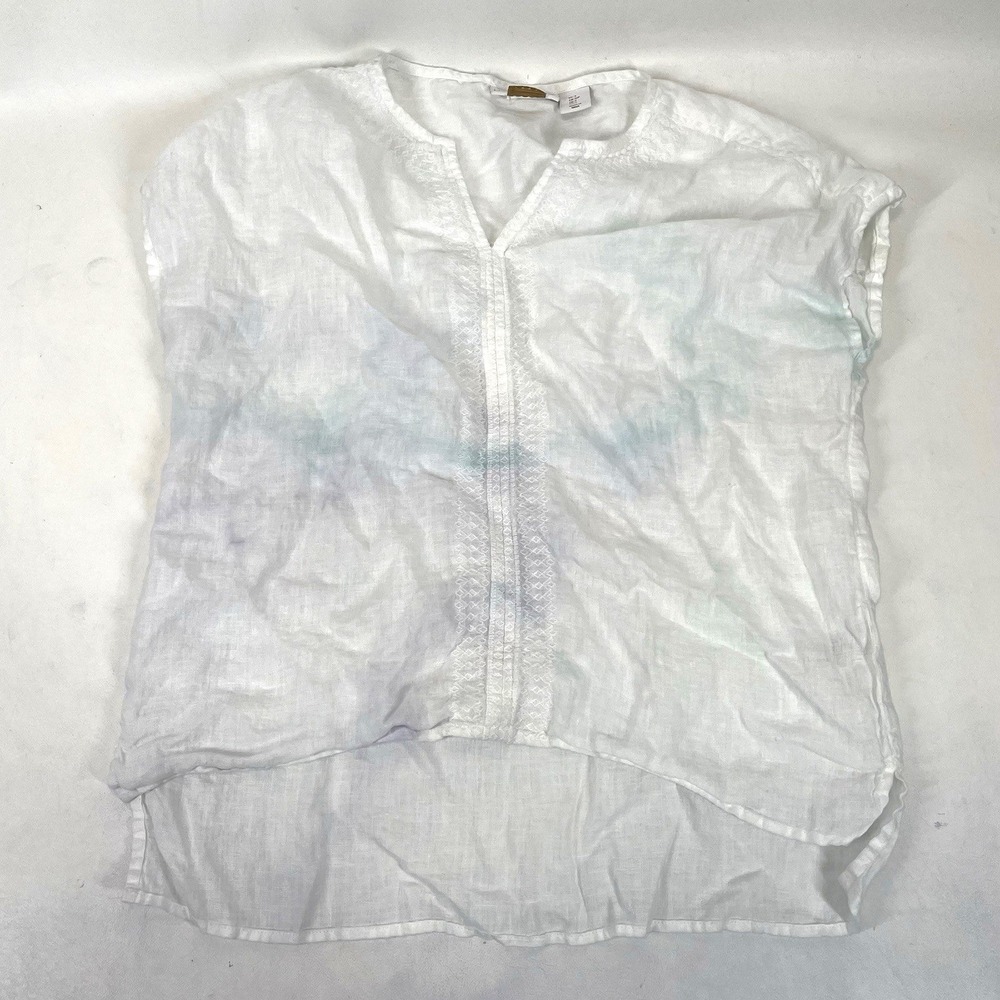 House Of Harlow Linen V Neck Blouse Top Womens Size S White